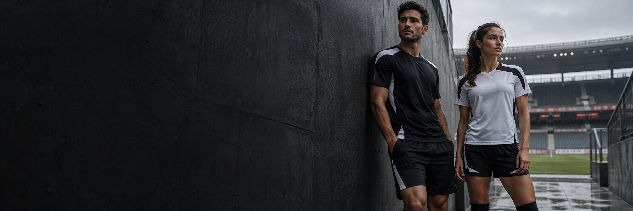 Realistic sportswear clothing campaign for Power Wear Industry