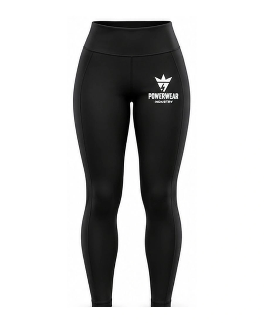 High-Waisted Squat-Proof Sculpting Leggings by Power Wear Industry with branded crest