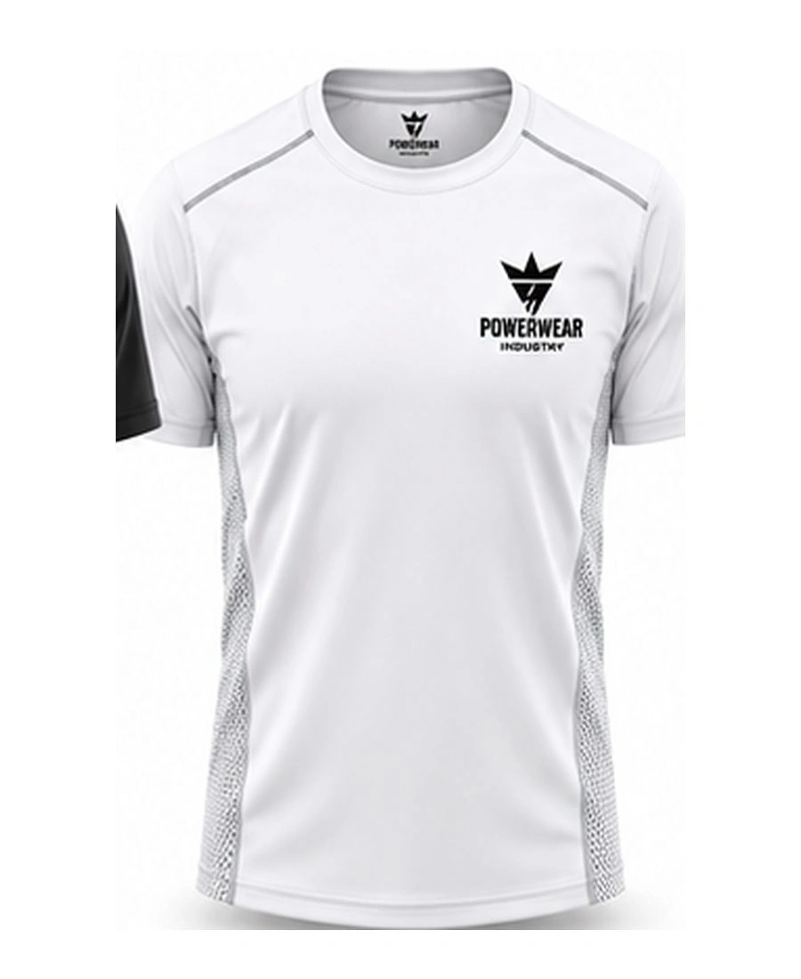 Seamless Anti-Chafe Mesh Inset Workout Tee by Power Wear Industry with branded crest