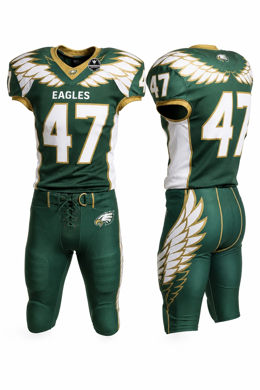 Custom American Football Uniform — Design 09 by Power Wear Industry with left-chest logo