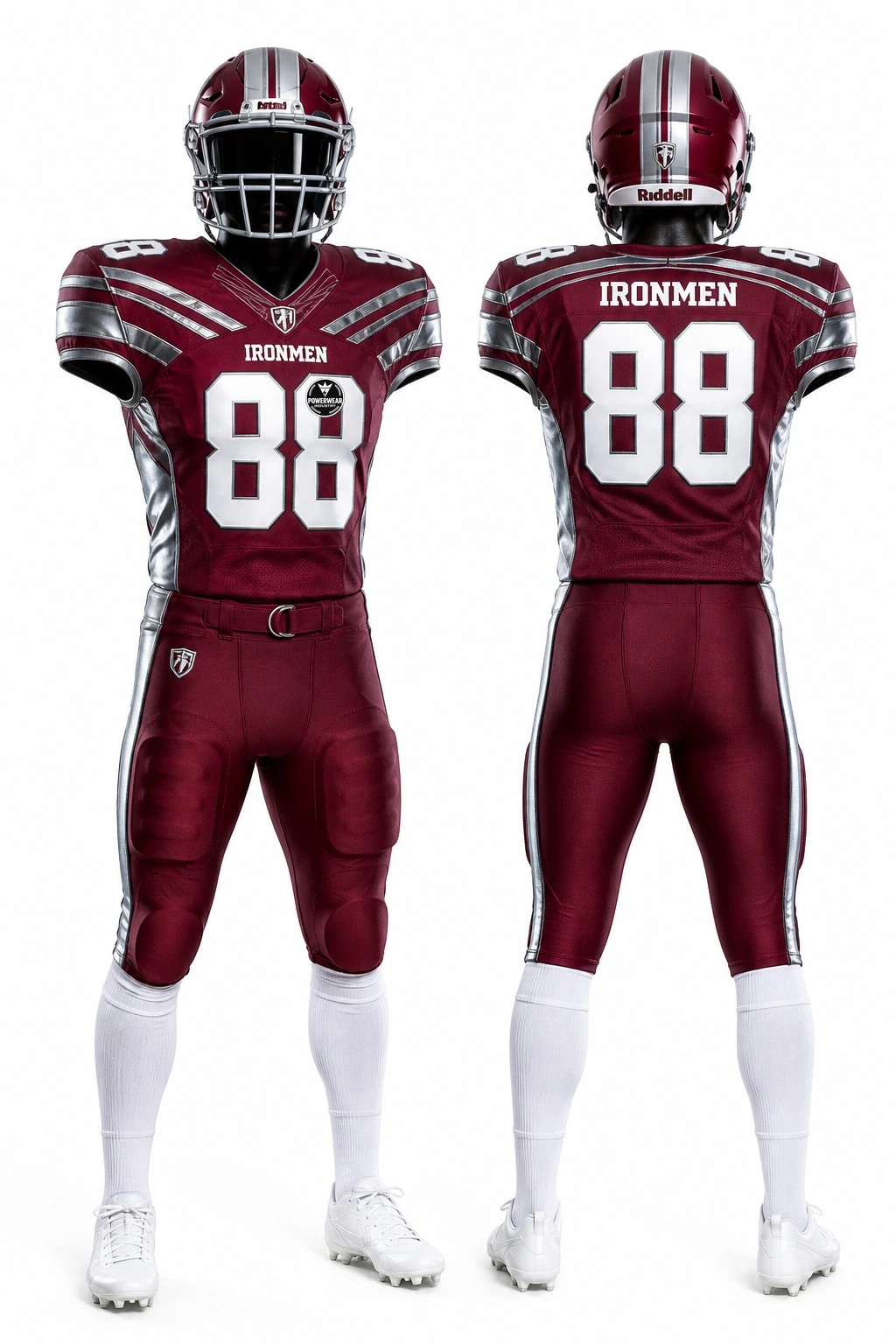 Custom American Football Uniform — Design 12 by Power Wear Industry with left-chest logo