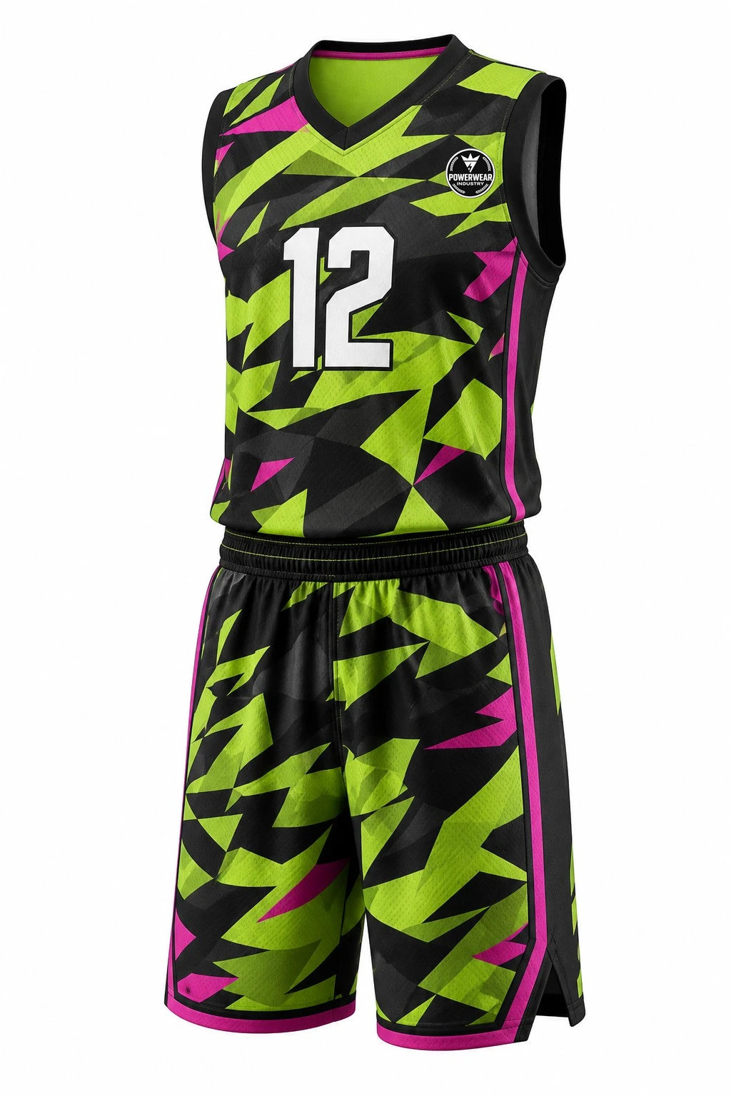 Custom Basketball Uniform — Design 03 by Power Wear Industry with left-chest logo