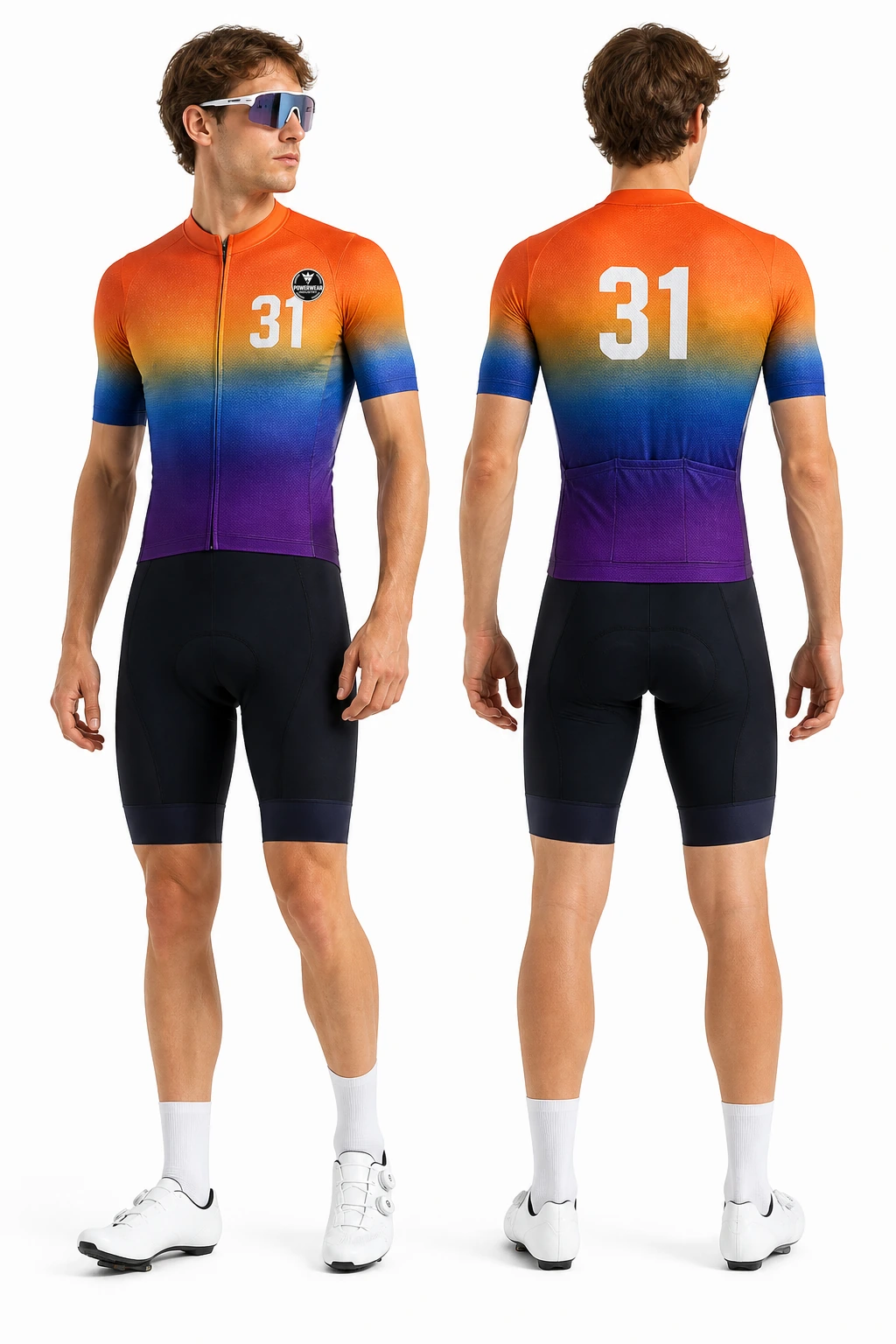 Custom Cycling Kit — Design 08 by Power Wear Industry with left-chest logo
