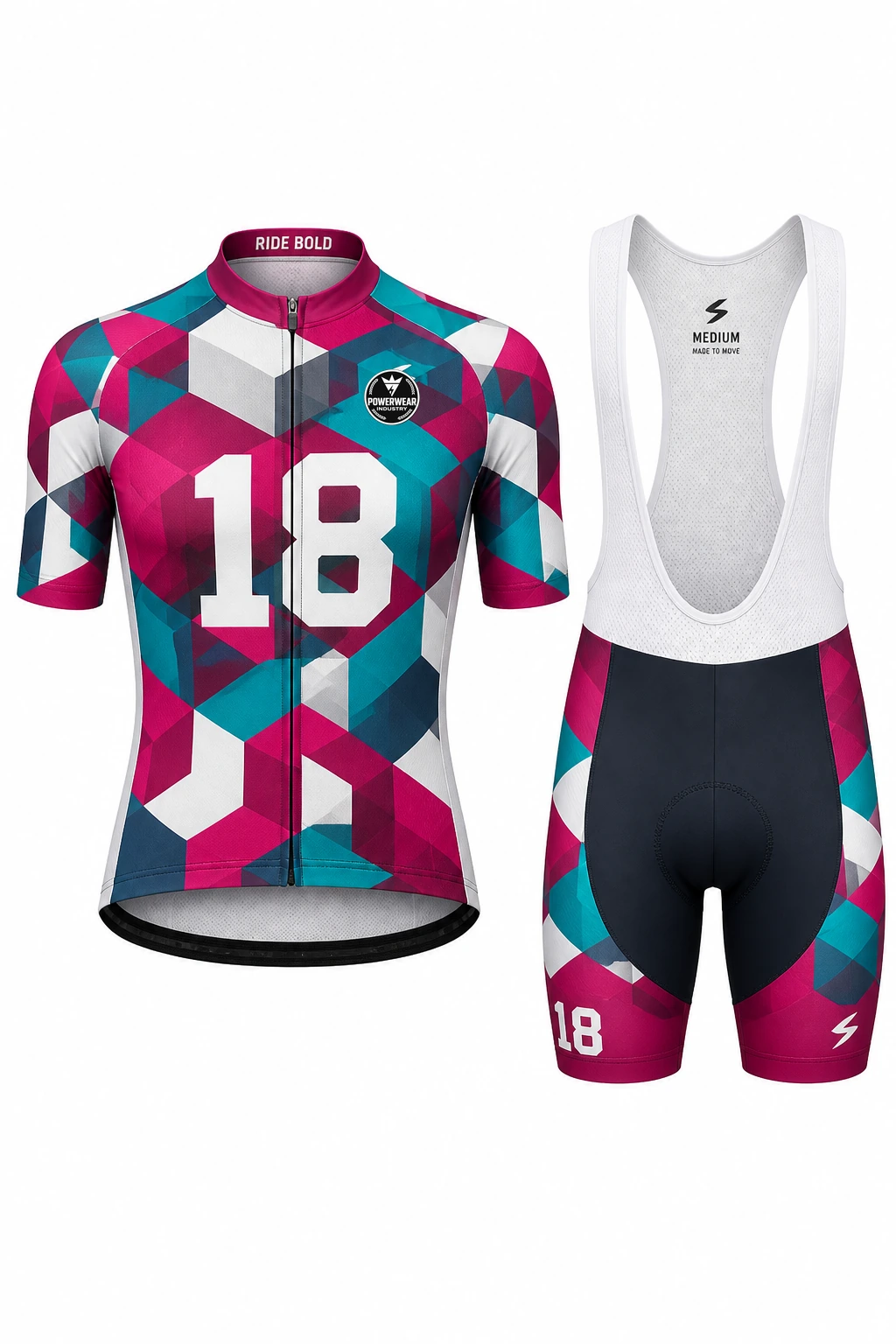 Custom Cycling Kit — Design 10 by Power Wear Industry with left-chest logo