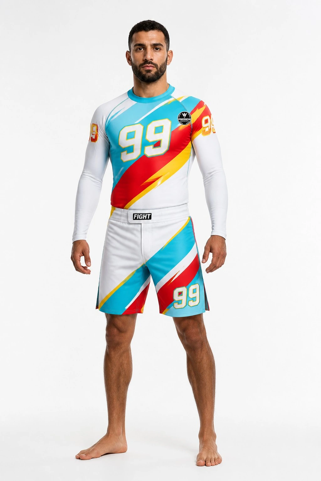 Custom MMA Set — Design 12 by Power Wear Industry with left-chest logo