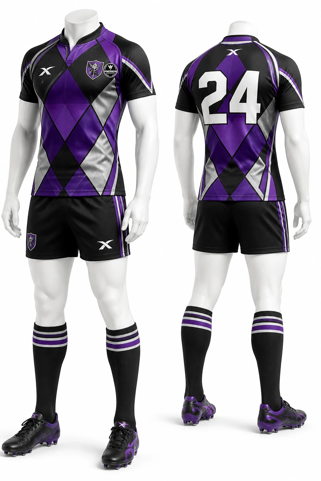 Custom Rugby Kit — Design 11 by Power Wear Industry with left-chest logo
