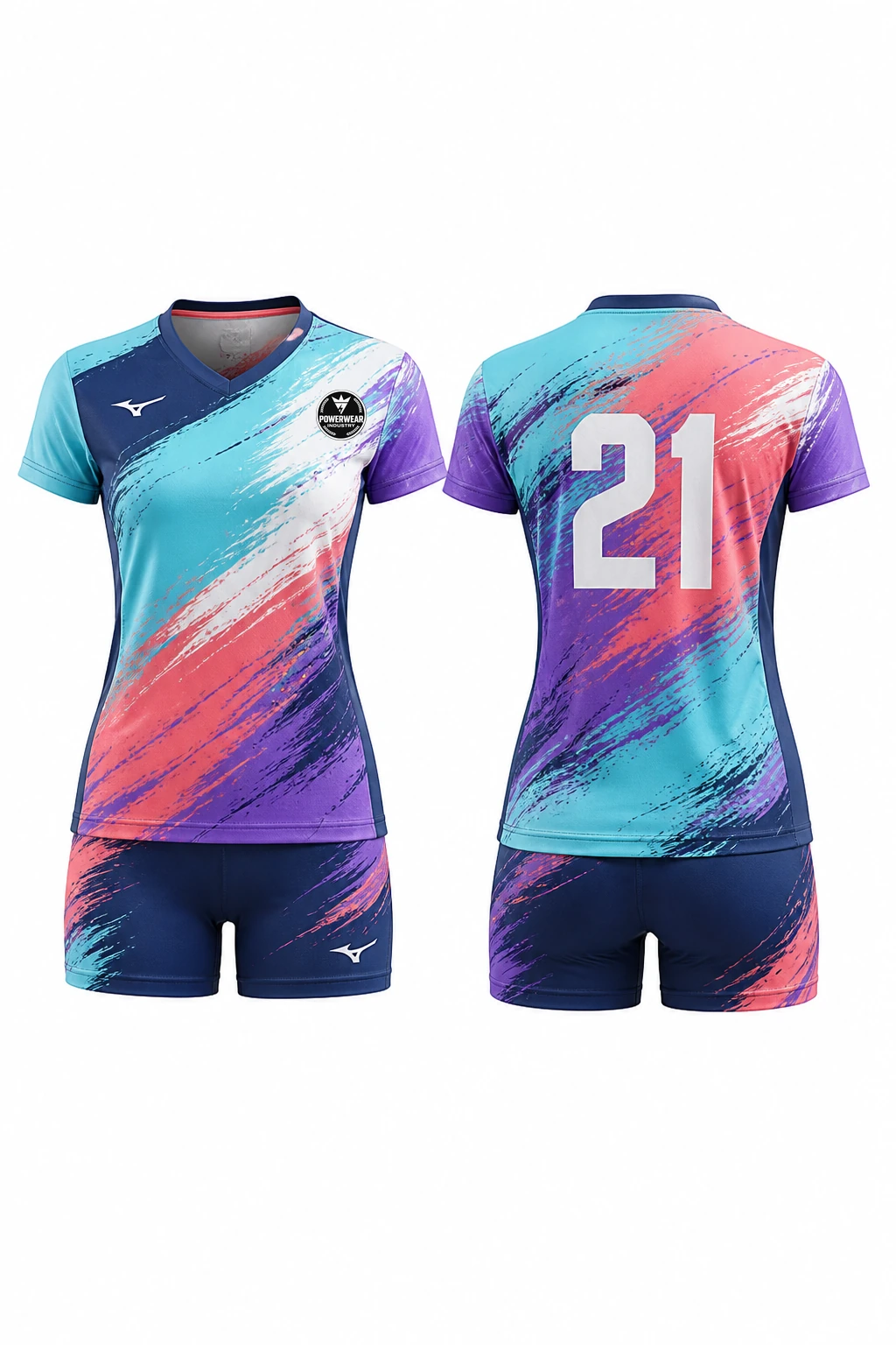 Custom Volleyball Uniform — Design 11 by Power Wear Industry with left-chest logo
