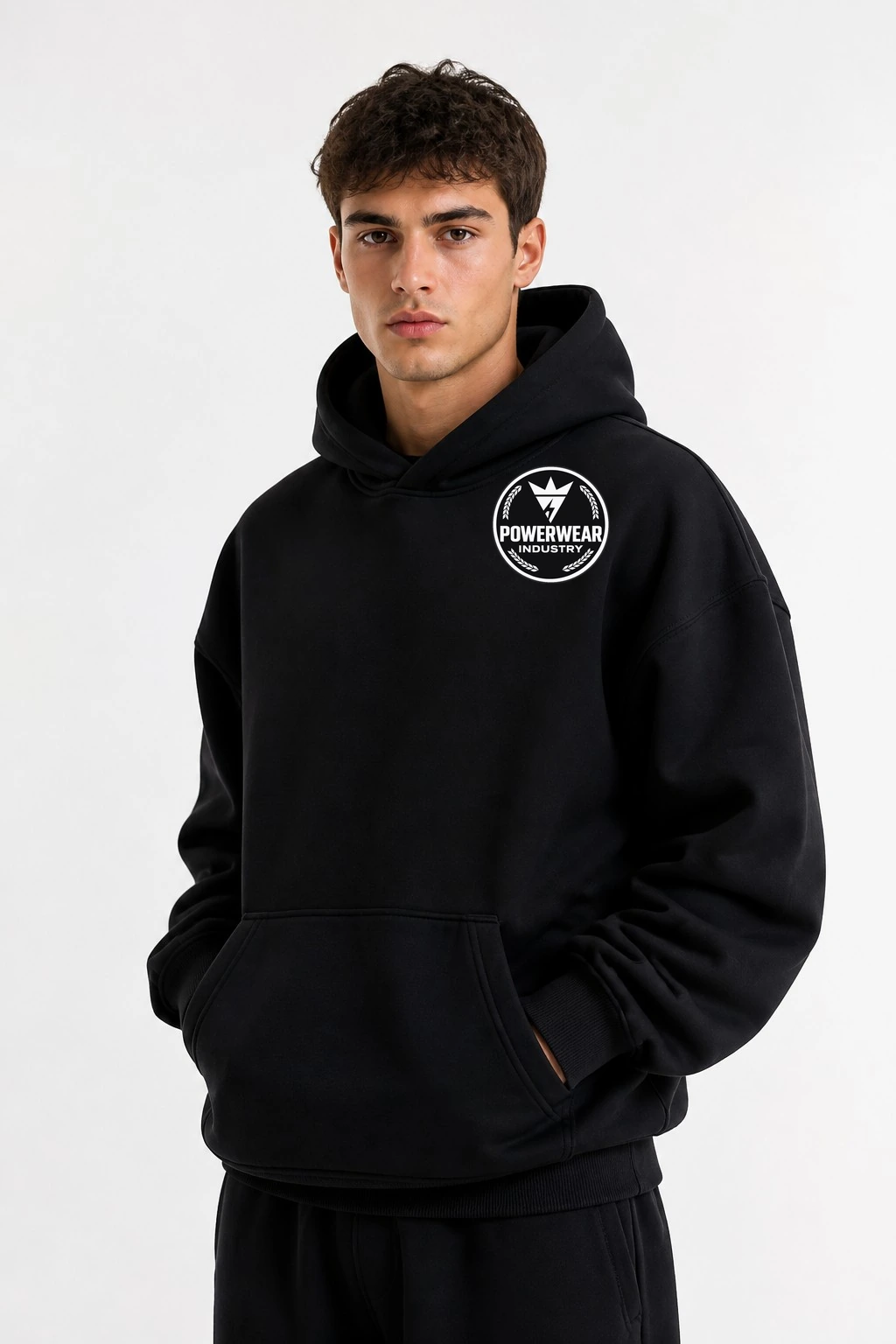 Custom Oversized Hoodie — Design 11 by Power Wear Industry with branded badge