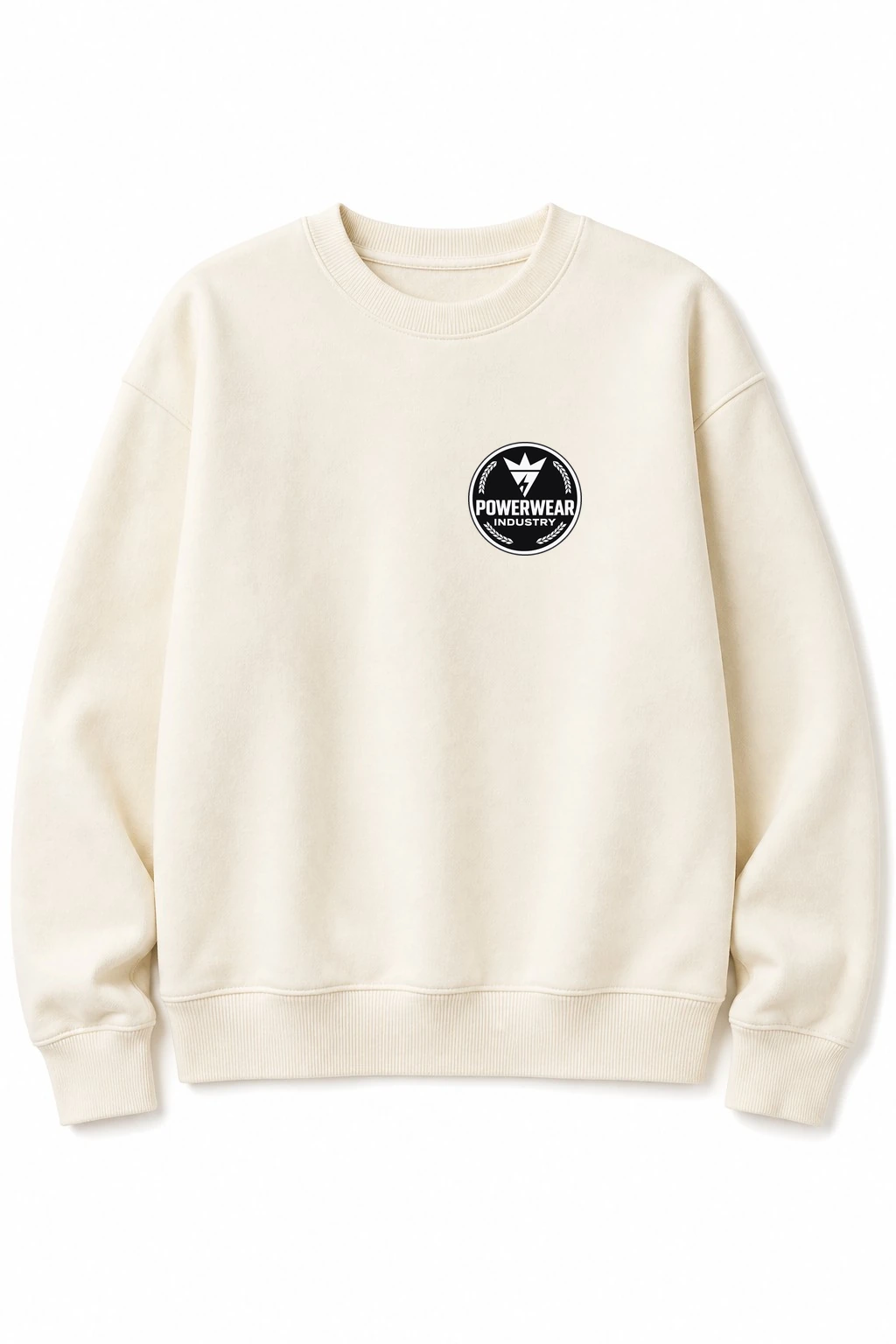 Custom Crewneck Sweatshirt — Design 02 by Power Wear Industry with branded badge