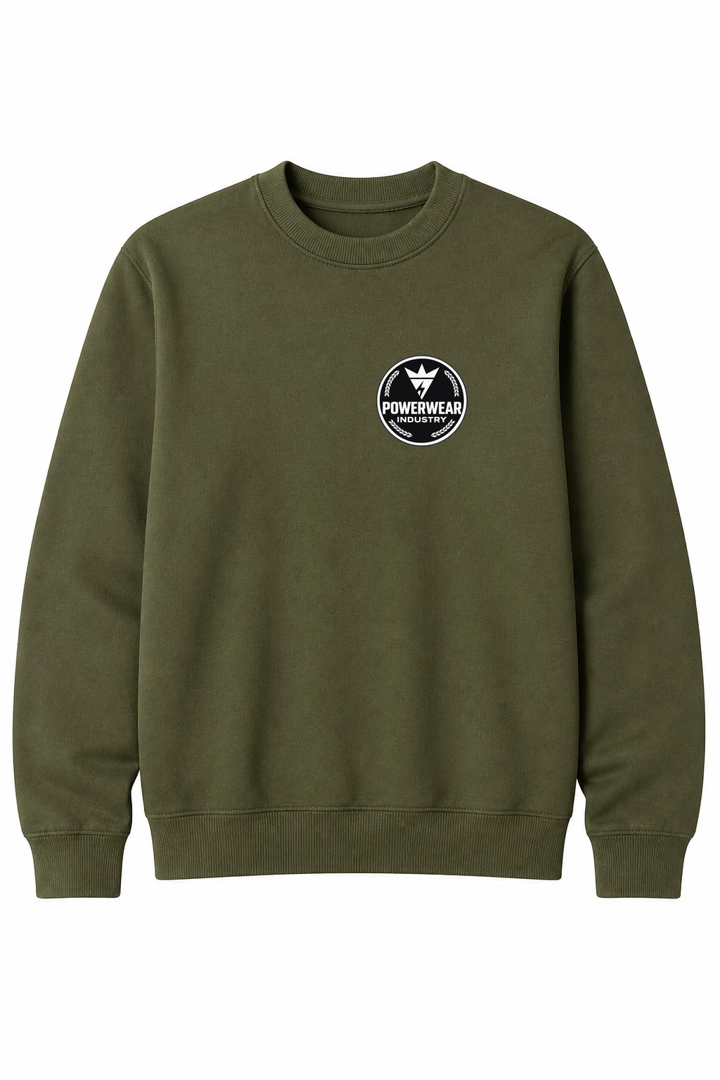 Custom Crewneck Sweatshirt — Design 11 by Power Wear Industry with branded badge