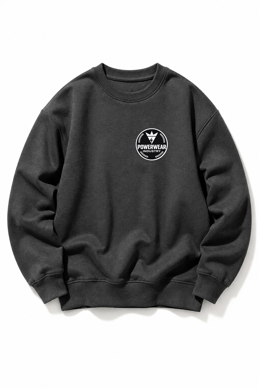 Custom Crewneck Sweatshirt — Design 12 by Power Wear Industry with branded badge
